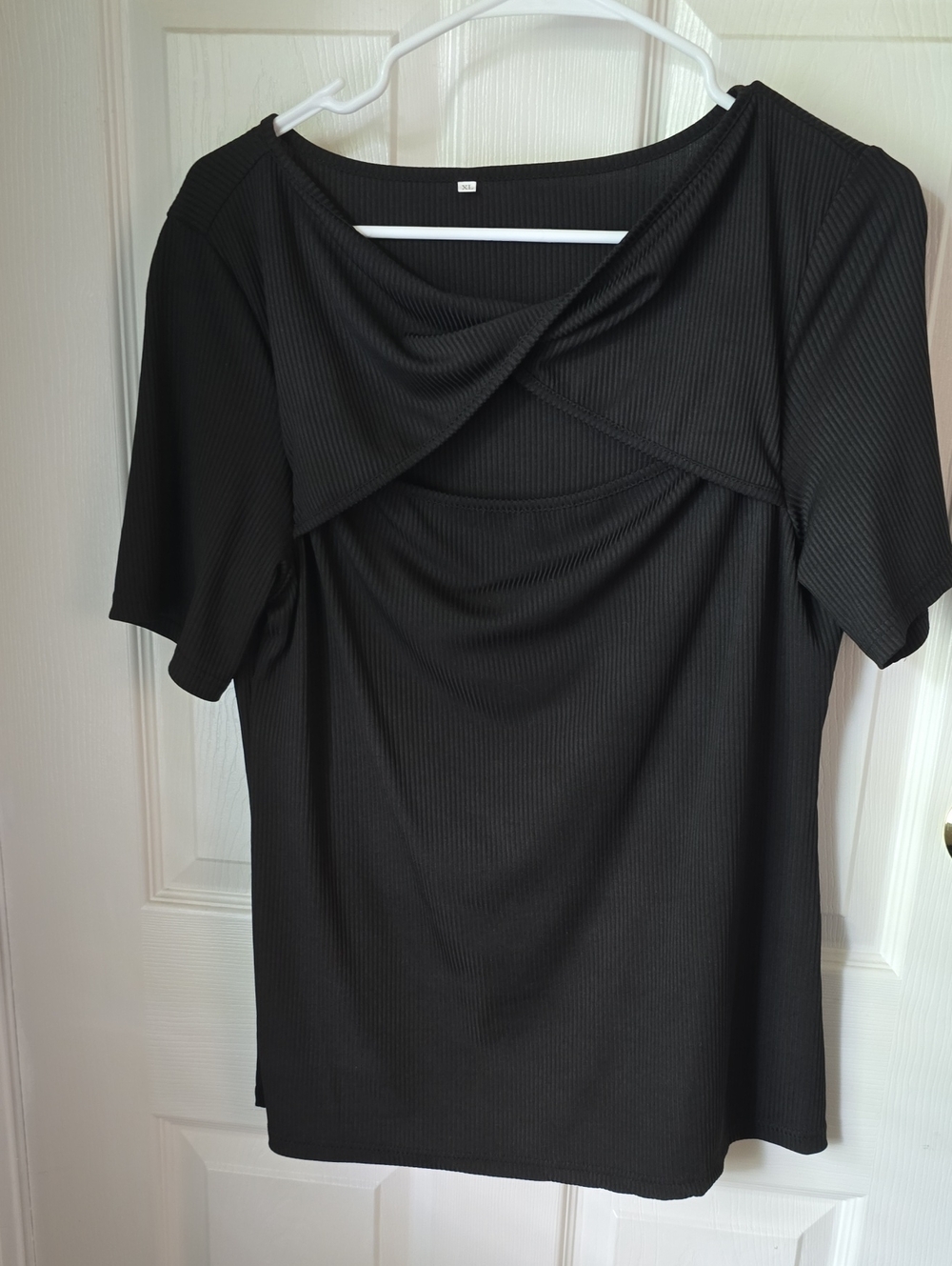 Classic Black Draped Neck Women's Top